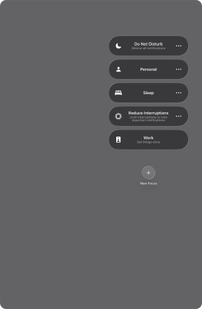Press the required focus mode to activate or deactivate it immediately. Press the required focus mode to activate or deactivate it immediately.