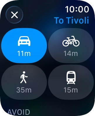 Press the required transport type.
