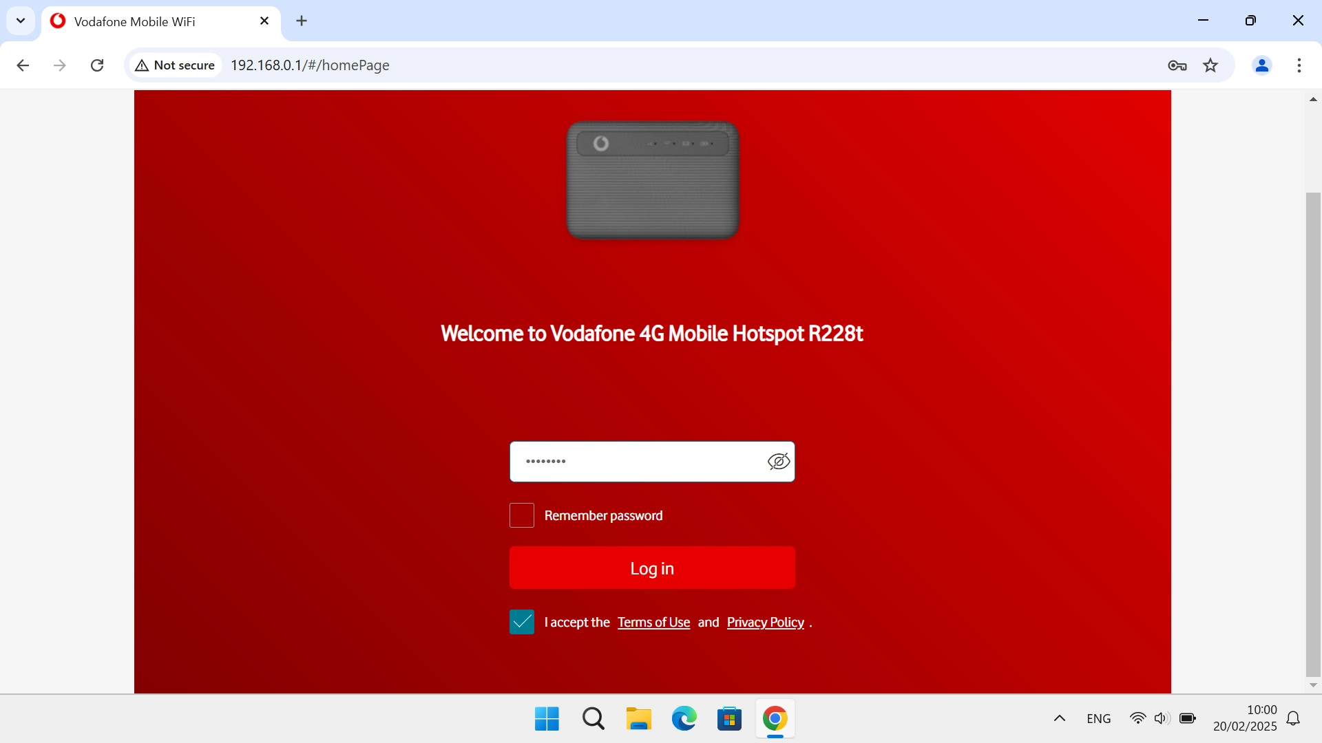 Click Log in.