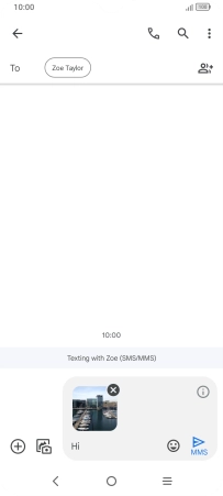 Press the send icon when you've finished your picture message. Press the send icon when you've finished your picture message.