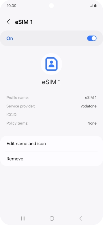 Press the indicator to turn use of the SIM on or off.