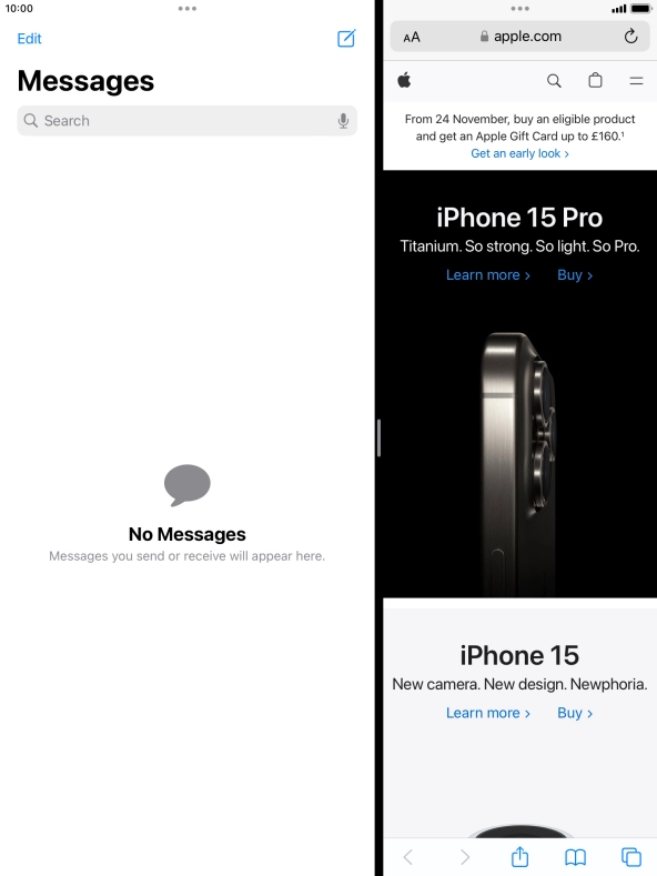 The applications are now displayed on a split screen. The applications are now displayed on a split screen.