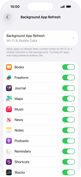 Press Background App Refresh. Press Background App Refresh.