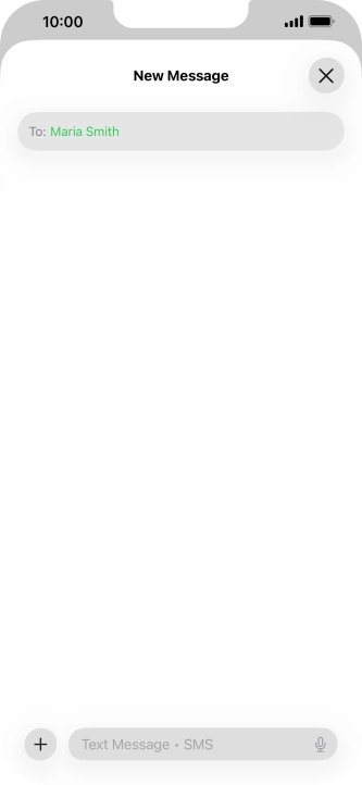 Press the text input field and write the text for your text message.