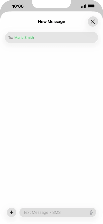 Press the text input field and write the text for your text message.