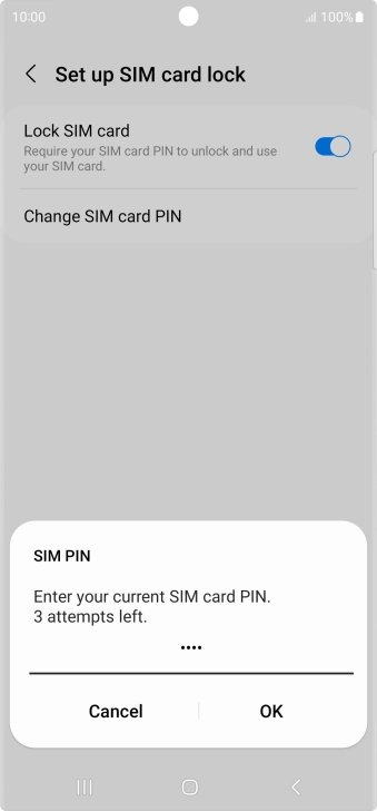 Key in your current PIN and press OK. Key in your current PIN and press OK.