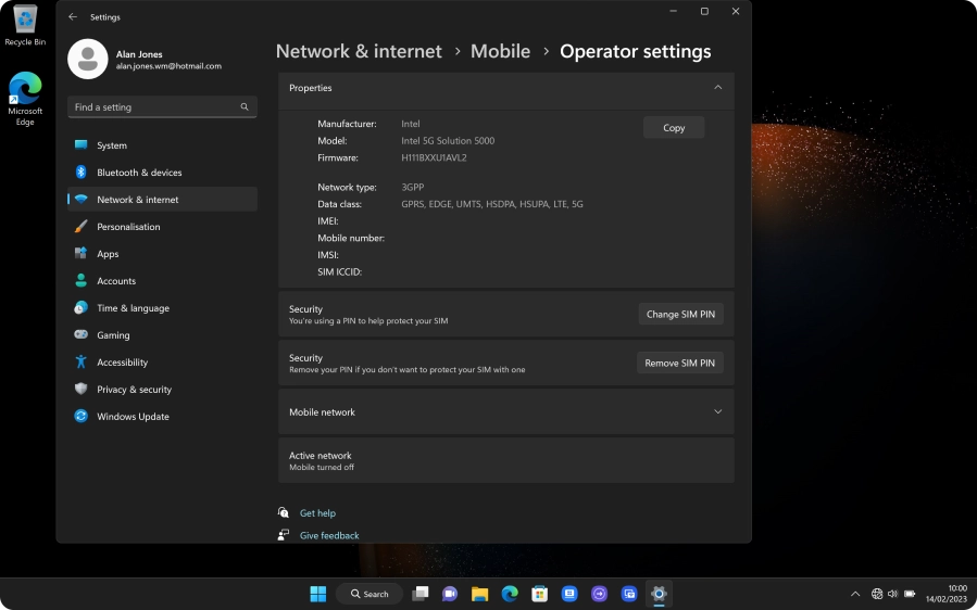 Your laptop's IMEI number is displayed next to IMEI:.