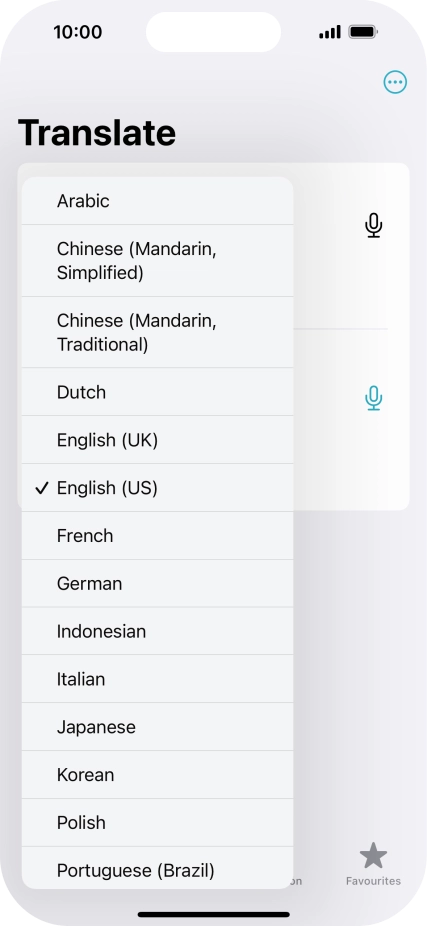 Press the required source language.