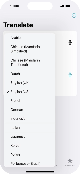 Press the required source language. Press the required source language.