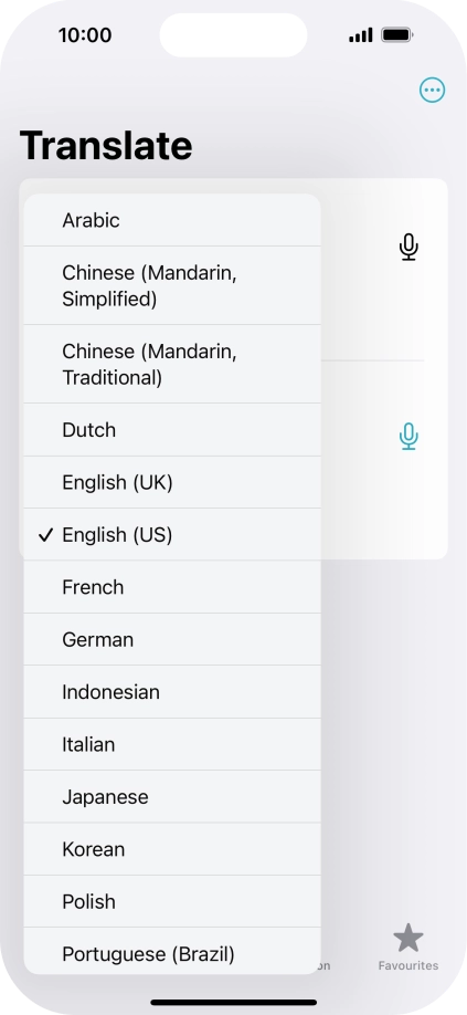 Press the required source language. Press the required source language.
