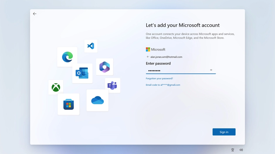 Key in the password for your Microsoft account and click Sign in. Key in the password for your Microsoft account and click Sign in.