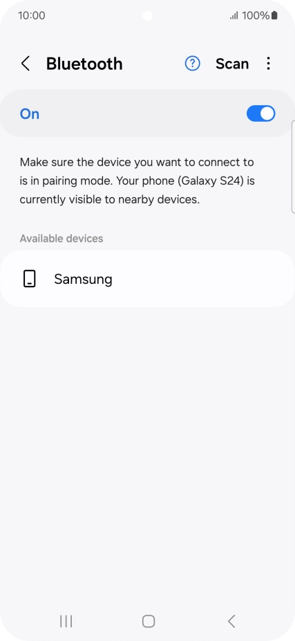 Press the required Bluetooth device and follow the instructions on the screen to pair the device with your phone. Press the required Bluetooth device and follow the instructions on the screen to pair the device with your phone.