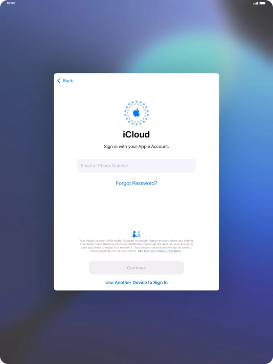 Press Email or Phone Number and key in the username for your Apple ID.
