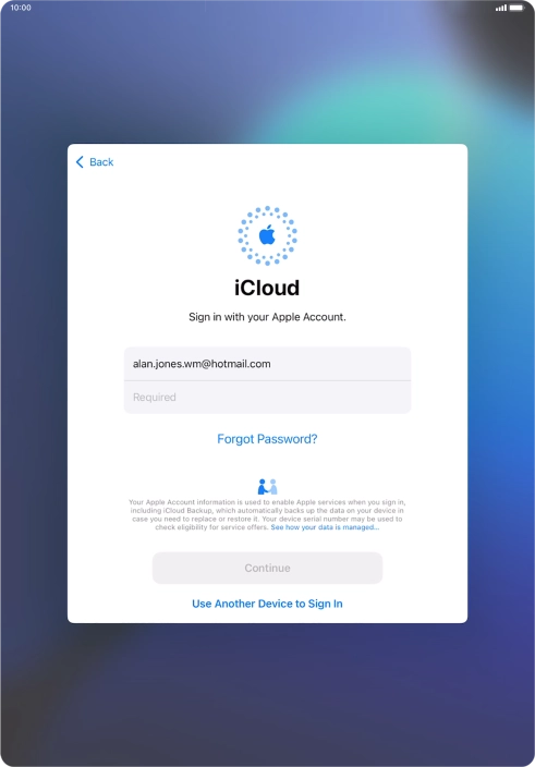 Press Required and key in the password for your Apple ID.