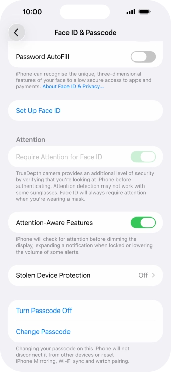 Press Turn Passcode Off and key in the phone lock code.