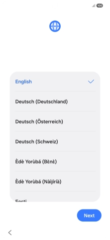 Press the required language. Press the required language.