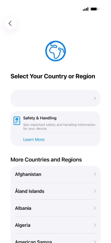 Press the required country or area.
