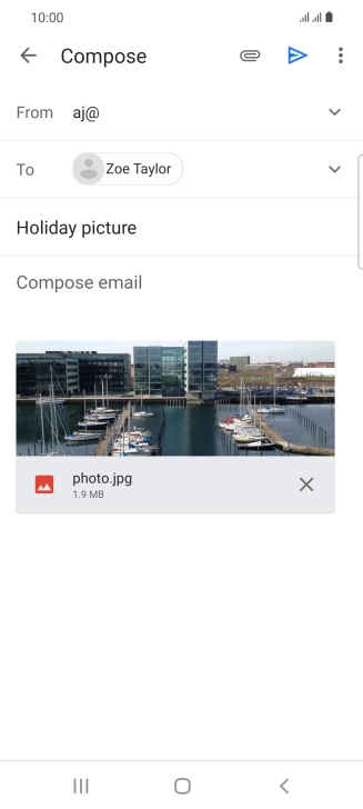 Press the text input field and write the text for your email message. Press the text input field and write the text for your email message.