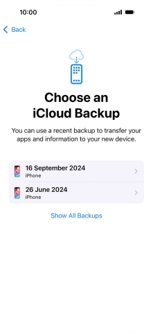 Press the required backup and your phone restores the content of the selected backup. Subsequently, follow the instructions on the screen to set up your phone and prepare it for use. Press the required backup and your phone restores the content of the selected backup. Subsequently, follow the instructions on the screen to set up your phone and prepare it for use.