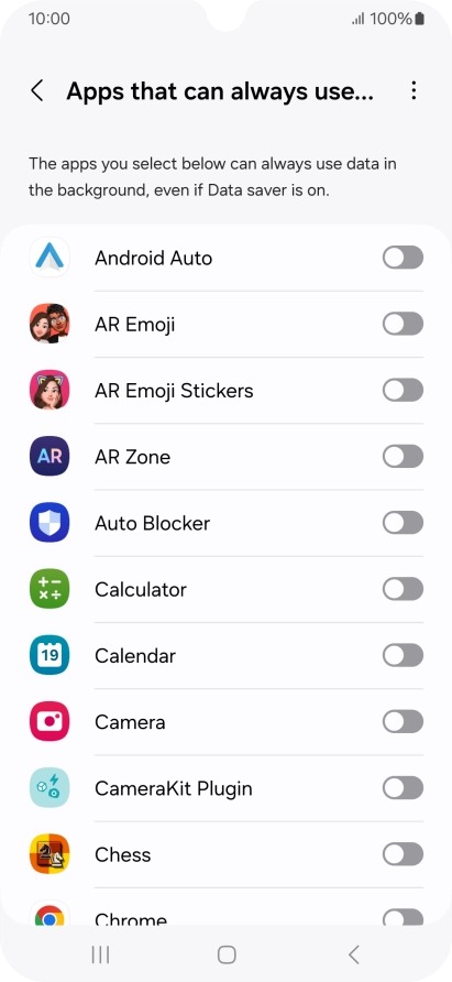 Press the indicators next to the required apps to turn the function on or off. Press the indicators next to the required apps to turn the function on or off.