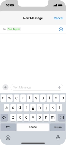 Press the text input field and write the text for your text message. Press the text input field and write the text for your text message.