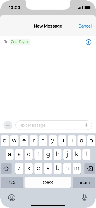 Press the text input field and write the text for your text message. Press the text input field and write the text for your text message.