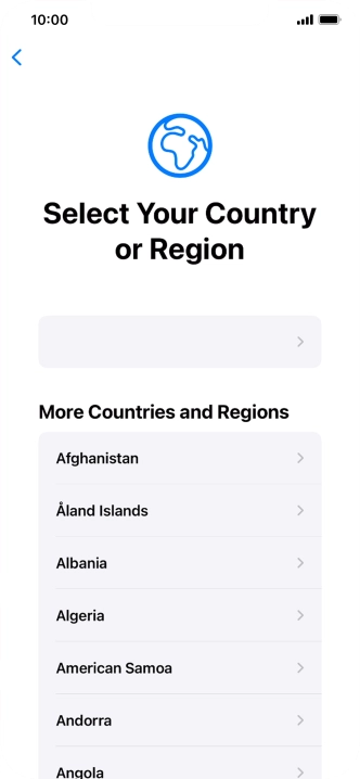 Press the required country or area.