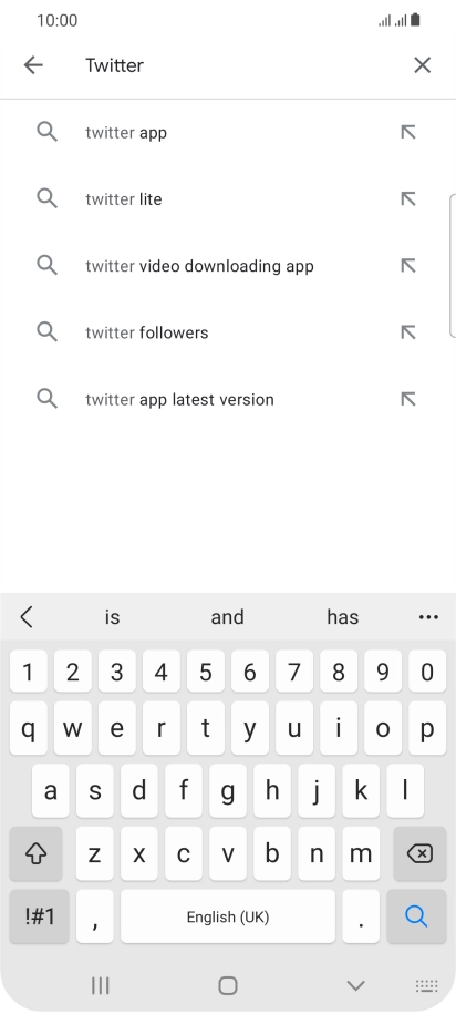 Key in Twitter and press the search icon. Key in Twitter and press the search icon.
