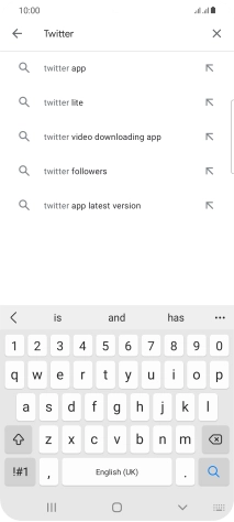 Key in Twitter and press the search icon. Key in Twitter and press the search icon.