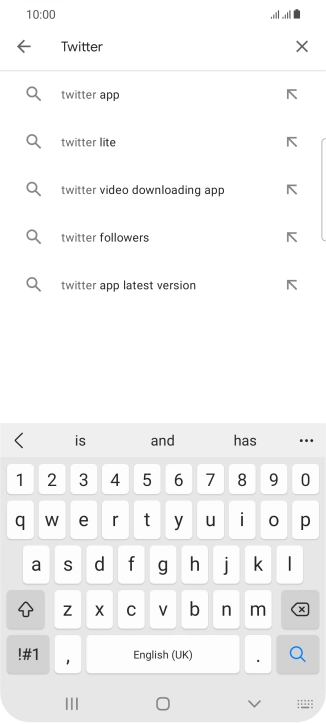 Key in Twitter and press the search icon. Key in Twitter and press the search icon.