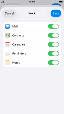 Press the indicators next to the required data types to turn synchronisation of each data type on or off.
