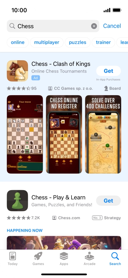 Press the required app. Press the required app.
