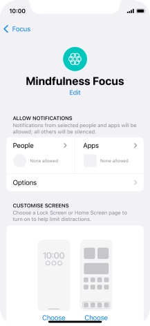 Press People and follow the instructions on the screen to select which contacts you would like to receive calls and notifications from when the selected focus mode is active. Press People and follow the instructions on the screen to select which contacts you would like to receive calls and notifications from when the selected focus mode is active.