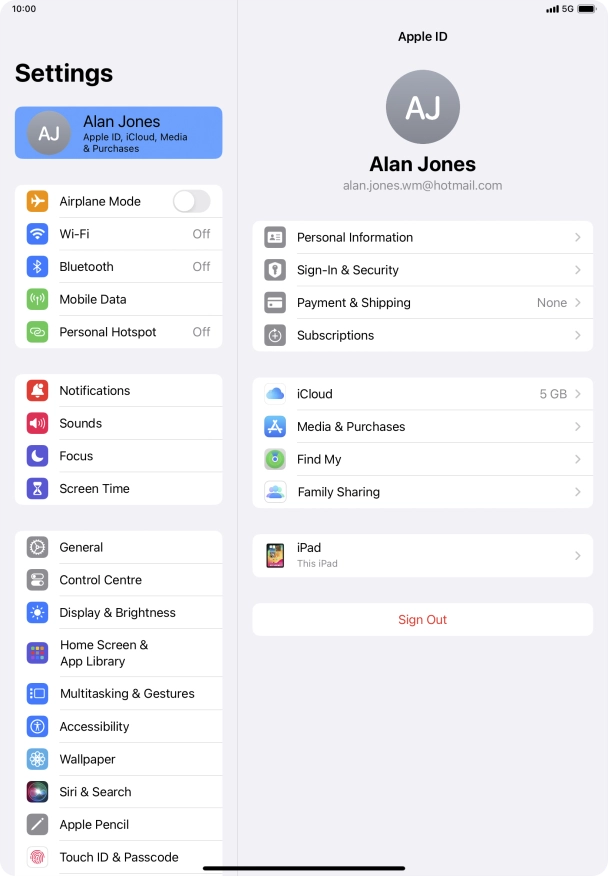 Press iCloud.