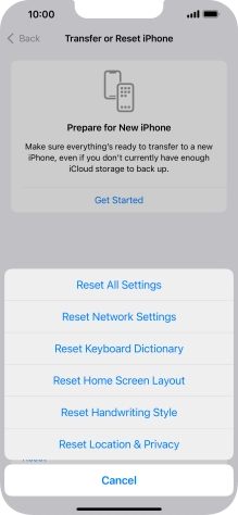 Press Reset All Settings. Press Reset All Settings.
