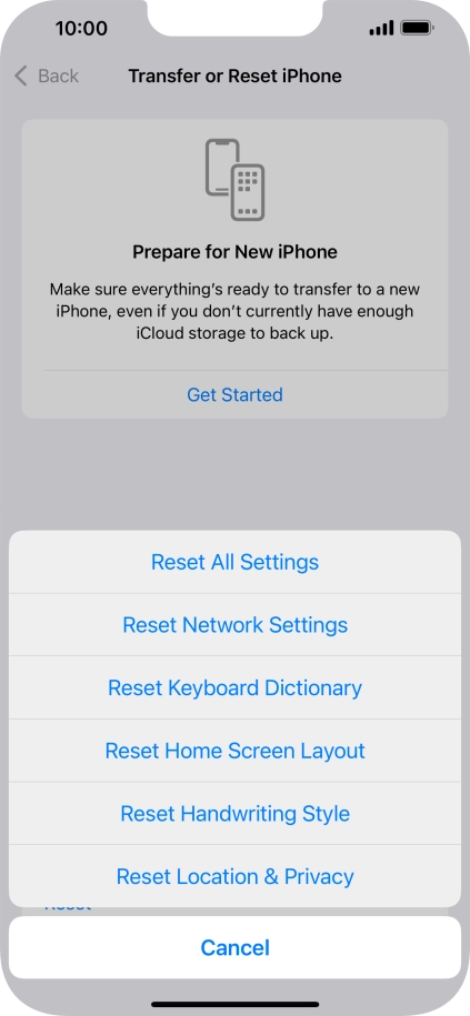 Press Reset All Settings. Press Reset All Settings.