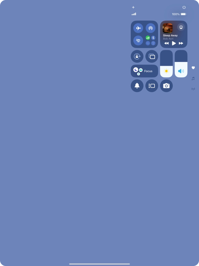 Slide your finger up or down on the screen to select the required Control Centre page. Slide your finger up or down on the screen to select the required Control Centre page.
