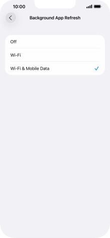 To turn off background refresh of apps, press Off.