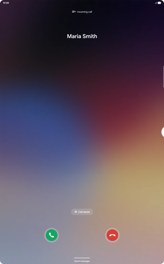 Press and drag the accept call icon upwards. Press and drag the accept call icon upwards.