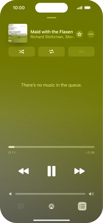 Press the shuffle icon to turn the function on or off. Press the shuffle icon to turn the function on or off.