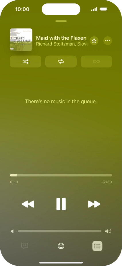 Press the shuffle icon to turn the function on or off. Press the shuffle icon to turn the function on or off.