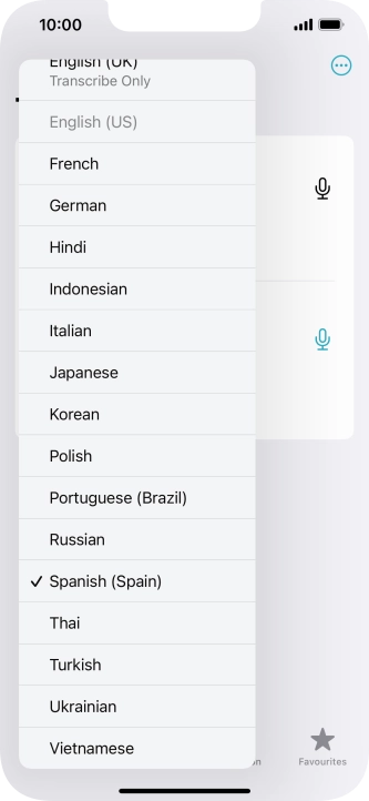 Press the required target language.