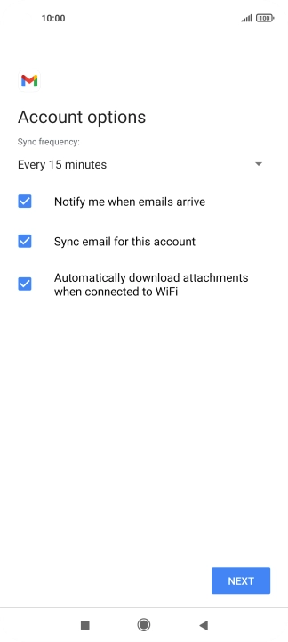 If this screen is displayed, you email account has been recognised and set up automatically. Follow the instructions on the screen to key in more information and finish setting up your phone.