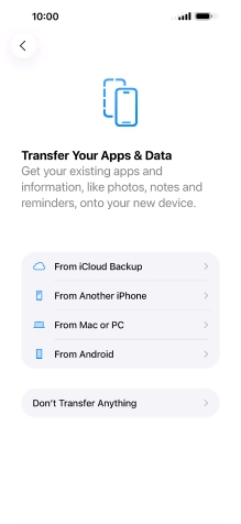 Press Don't Transfer Anything and follow the instructions on the screen to finish the activation.