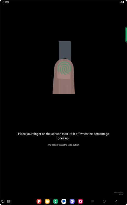 Follow the instructions on the screen to create the lock code using your fingerprint. Follow the instructions on the screen to create the lock code using your fingerprint.