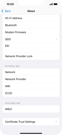Your phone's EID number is displayed below EID. Your phone's EID number is displayed below EID.