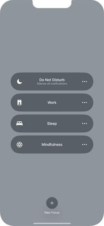Press the required focus mode to activate or deactivate it immediately.