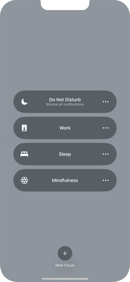 Press the required focus mode to activate or deactivate it immediately.