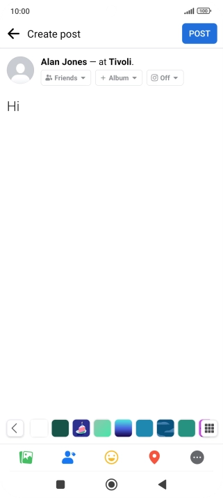 Write the required text and press POST. Write the required text and press POST.