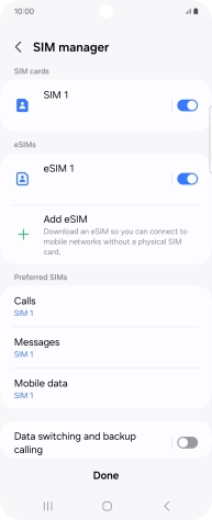 Press the required eSIM. Press the required eSIM.